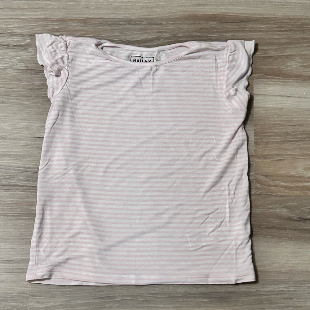 Bailey Lane | Super Soft Pink & White Striped Flutter Sleeve Tee